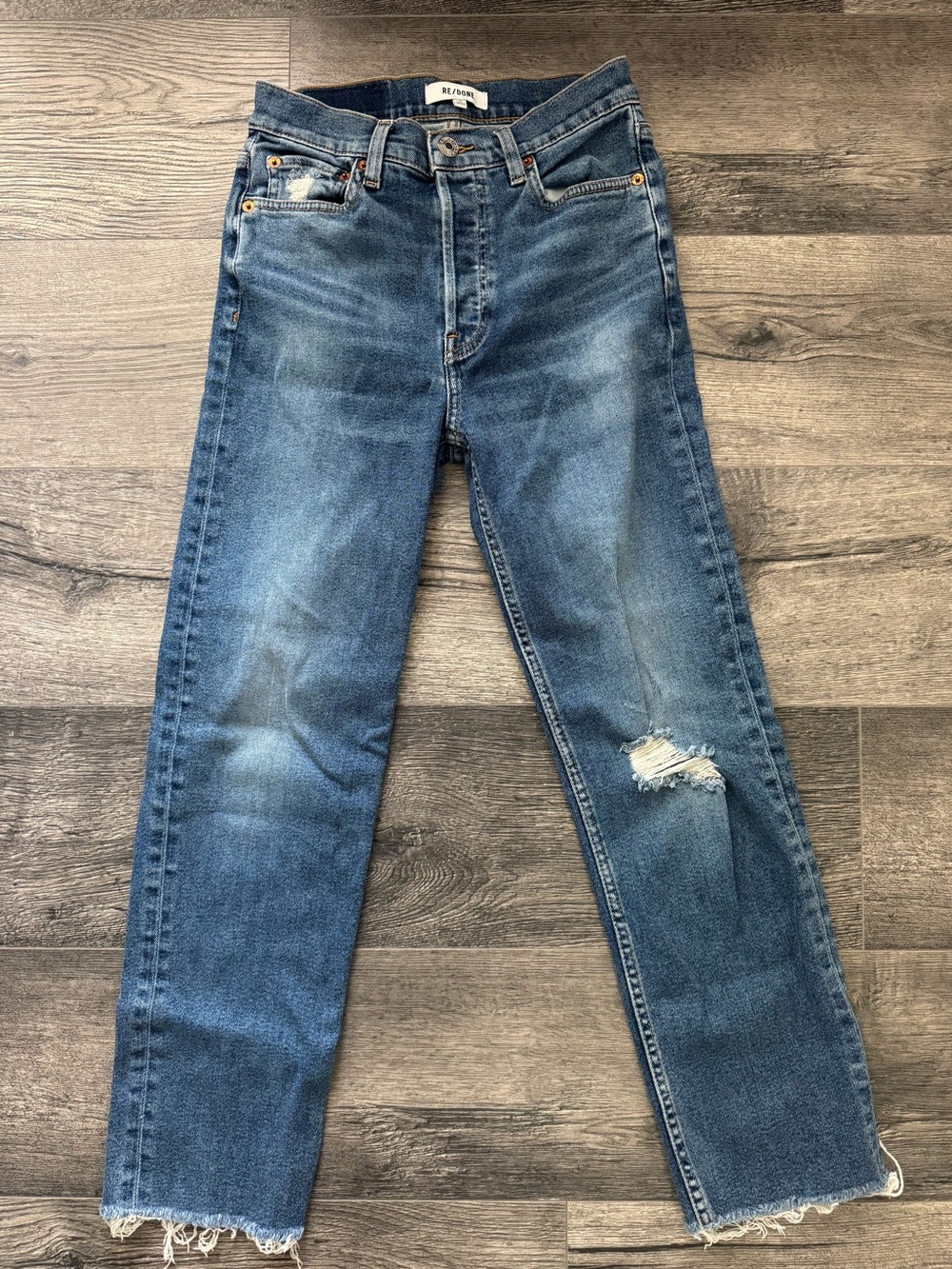 RE/DONE 70s Stove Pipe High Rise Straight Leg Jeans Size 25